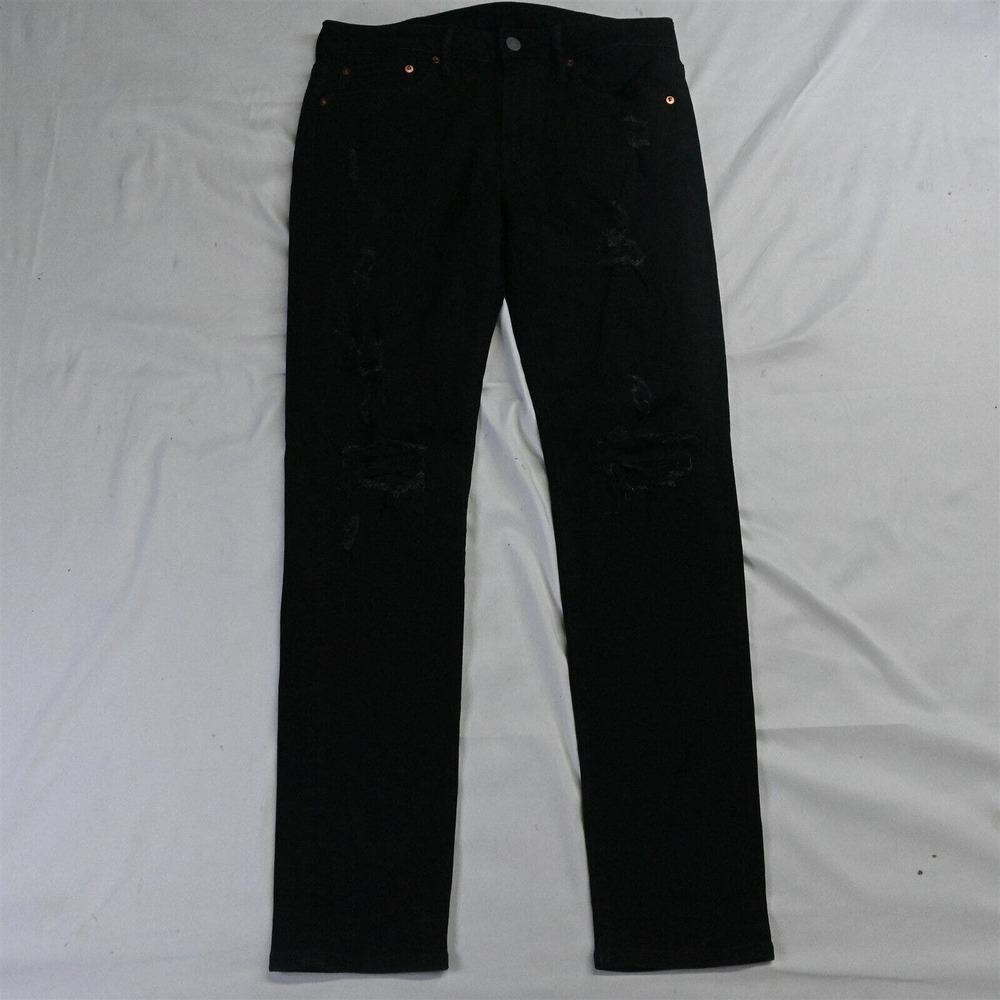 American Eagle 31 x 32 Athletic Skinny Black Destroyed Airflex+ Denim Mens‎ Jean